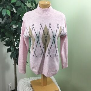 VERVE Ami medium pink mockneck long sleeve sweater